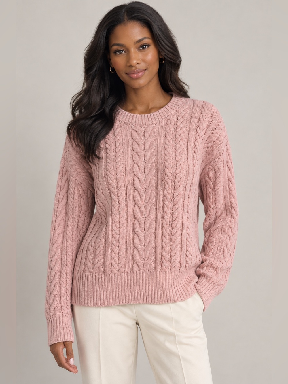 Philosophy Pink Cable Knit Chenille Sweater Size Small